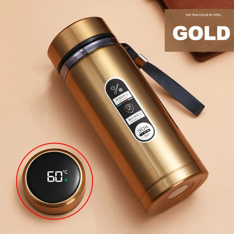 Bouteille Thermos en acier inoxydable de 500ML à 1 litre, avec affichage de la température LED