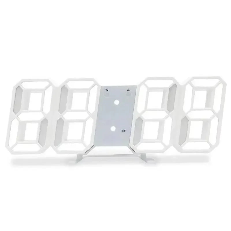 Horloge numérique LED 3D lumineuse, horloge murale multifonctionnelle créative, prise USB, horloge électronique, décoration de la maison