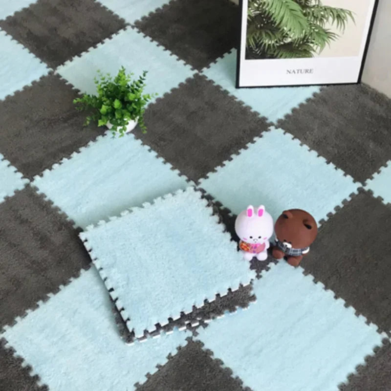 Tapis de jeu en peluche douce pour enfants, 30x30CM, Puzzle, tapis de jeu chaud, carreaux d'exercice imbriqués, tapis de sol, décoration