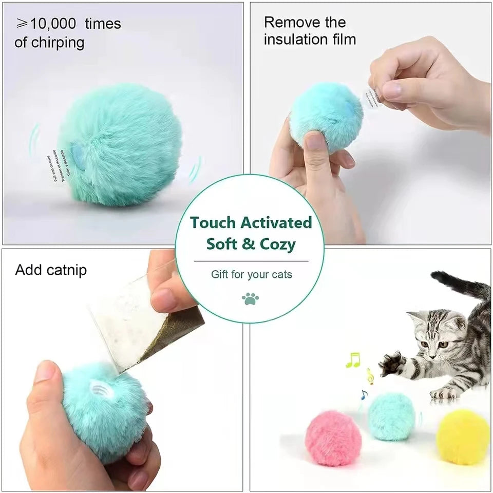 Jouets intelligents pour chat, balle interactive en peluche