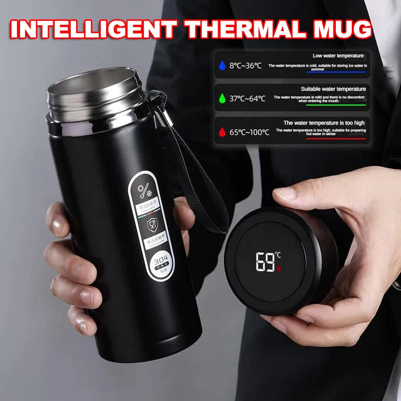 Bouteille Thermos en acier inoxydable de 500ML à 1 litre, avec affichage de la température LED