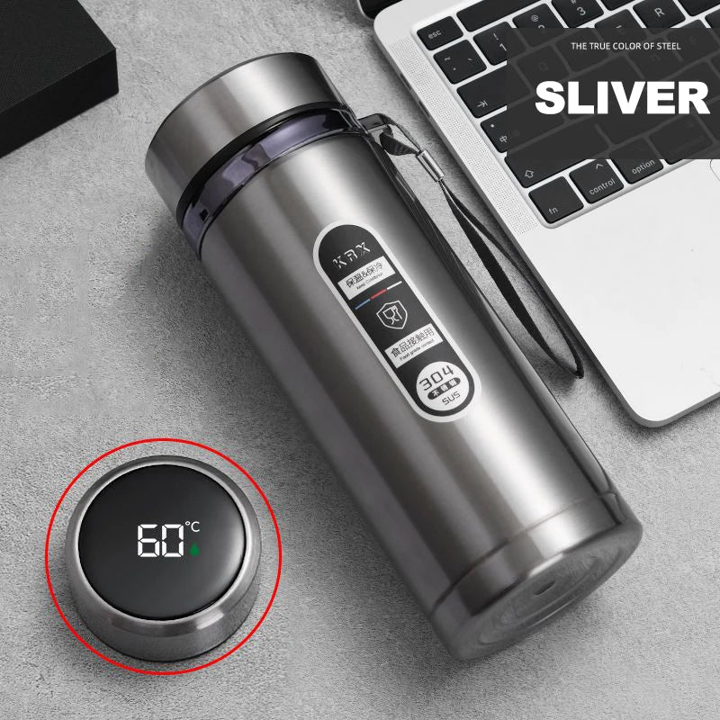 Bouteille Thermos en acier inoxydable de 500ML à 1 litre, avec affichage de la température LED