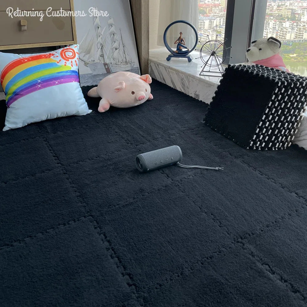 Tapis de jeu en peluche douce pour enfants, 30x30CM, Puzzle, tapis de jeu chaud, carreaux d'exercice imbriqués, tapis de sol, décoration