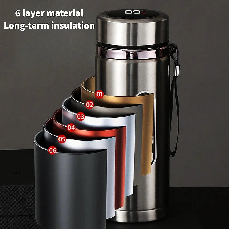 Bouteille Thermos en acier inoxydable de 500ML à 1 litre, avec affichage de la température LED