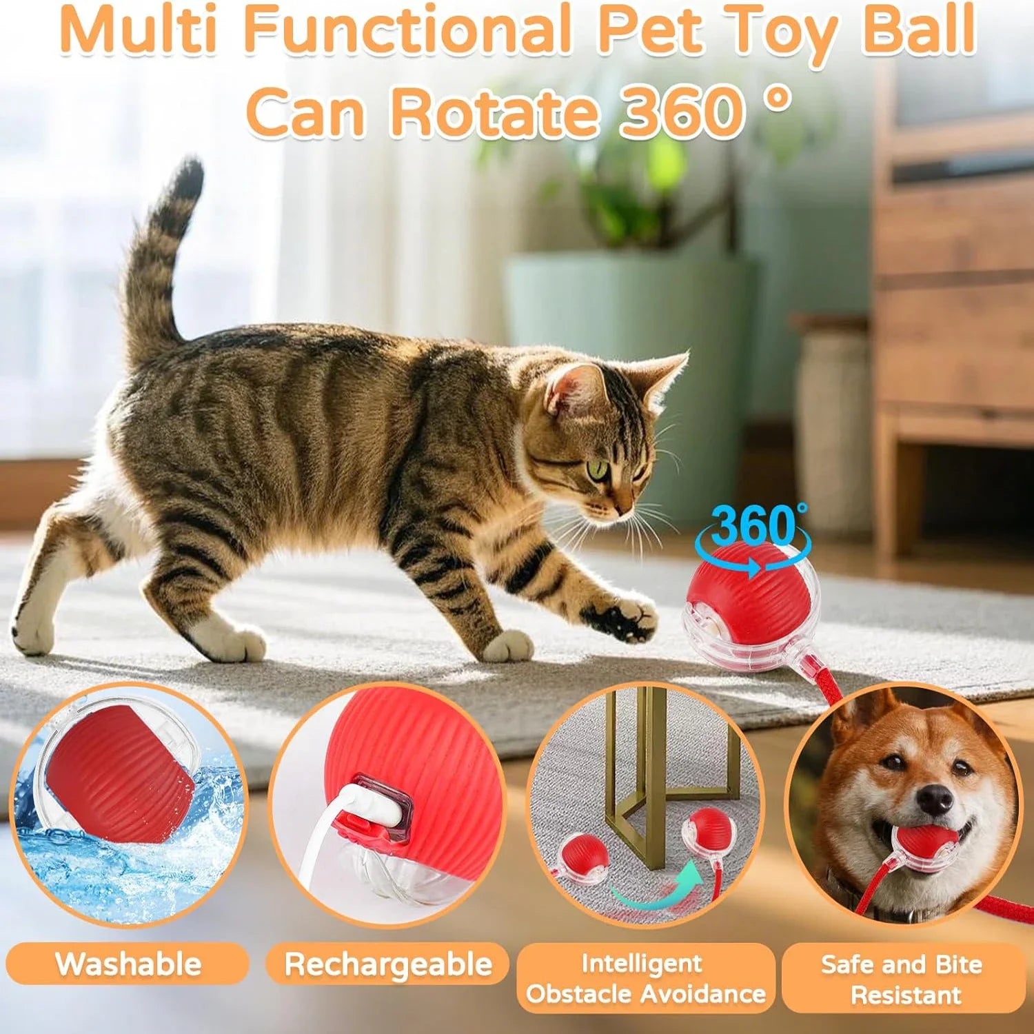 Jouet interactif pour chien et chat, boule roulante automatique