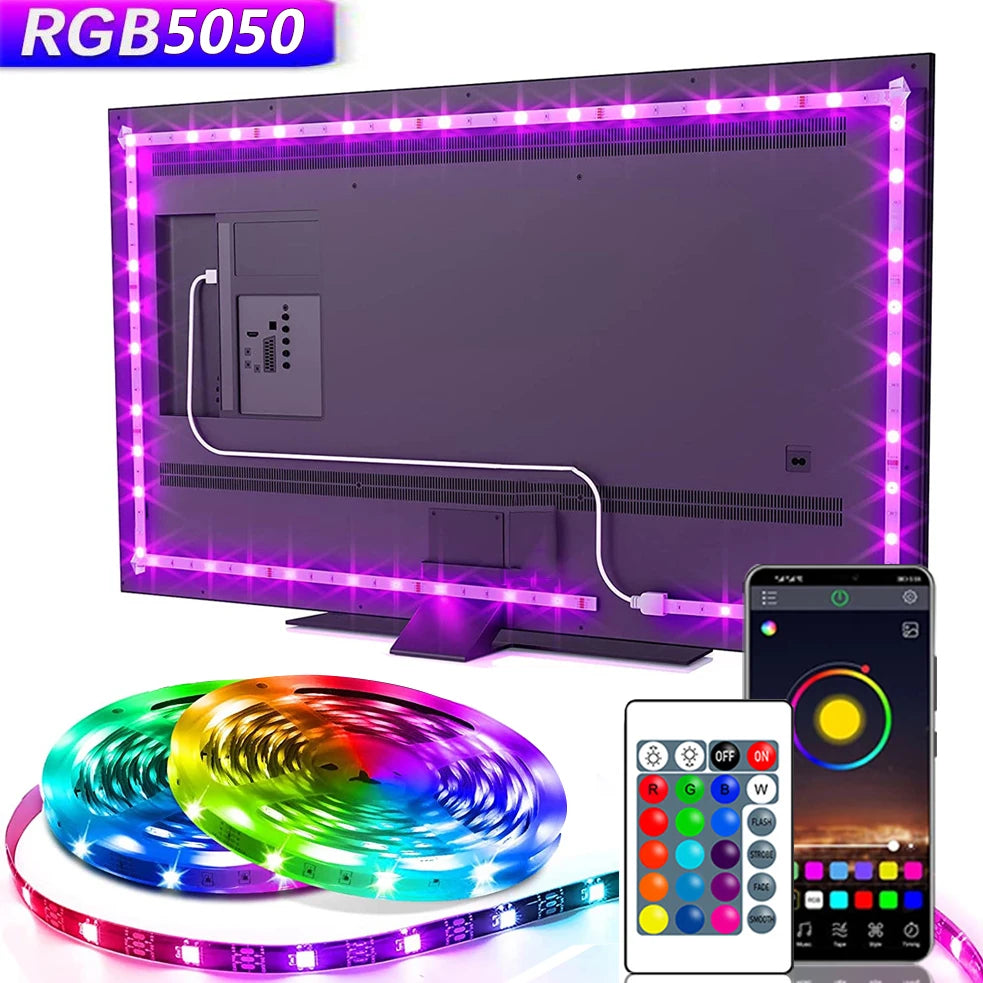 USB 5V LED lumières pour TV avec contrôle APP ruban Flexible RGB5050 30 LED s/m TV LED rétro-éclairage chambre décor éclairage